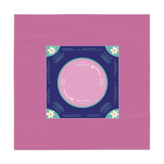Simple Purple & Blue Mahjong Tablecloth with Daisies and Instructions - Perfect for Mahjong Players