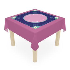 Simple Purple & Blue Mahjong Tablecloth with Daisies and Instructions - Perfect for Mahjong Players