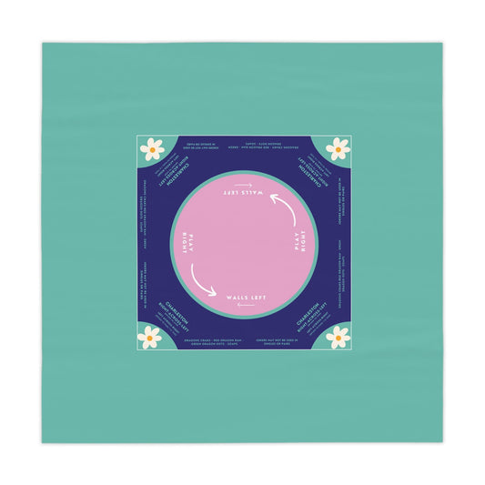 Aqua Blue, Pastel Purple Daisy Mahjong Tablecloth with Instructions – Perfect for Playing Mahjong