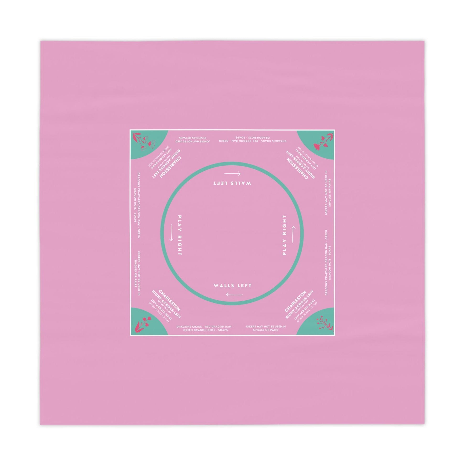 Pastel Purple Mahjong Tablecloth with Blue Tabs and Purple Flowers - Perfect for Mahjong Enthusiasts