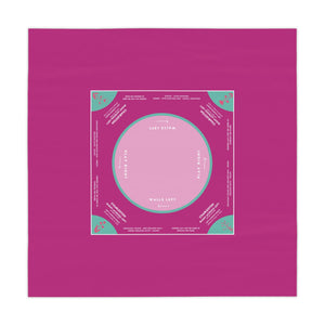 Grape Purple and Pastel Purple Mahjong Tablecloth with Sky Blue tabs and Purple flowers