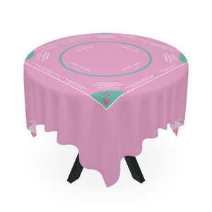 Pastel Purple Mahjong Tablecloth with Blue Tabs and Purple Flowers - Perfect for Mahjong Enthusiasts