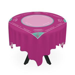 Grape Purple and Pastel Purple Mahjong Tablecloth with Sky Blue tabs and Purple flowers