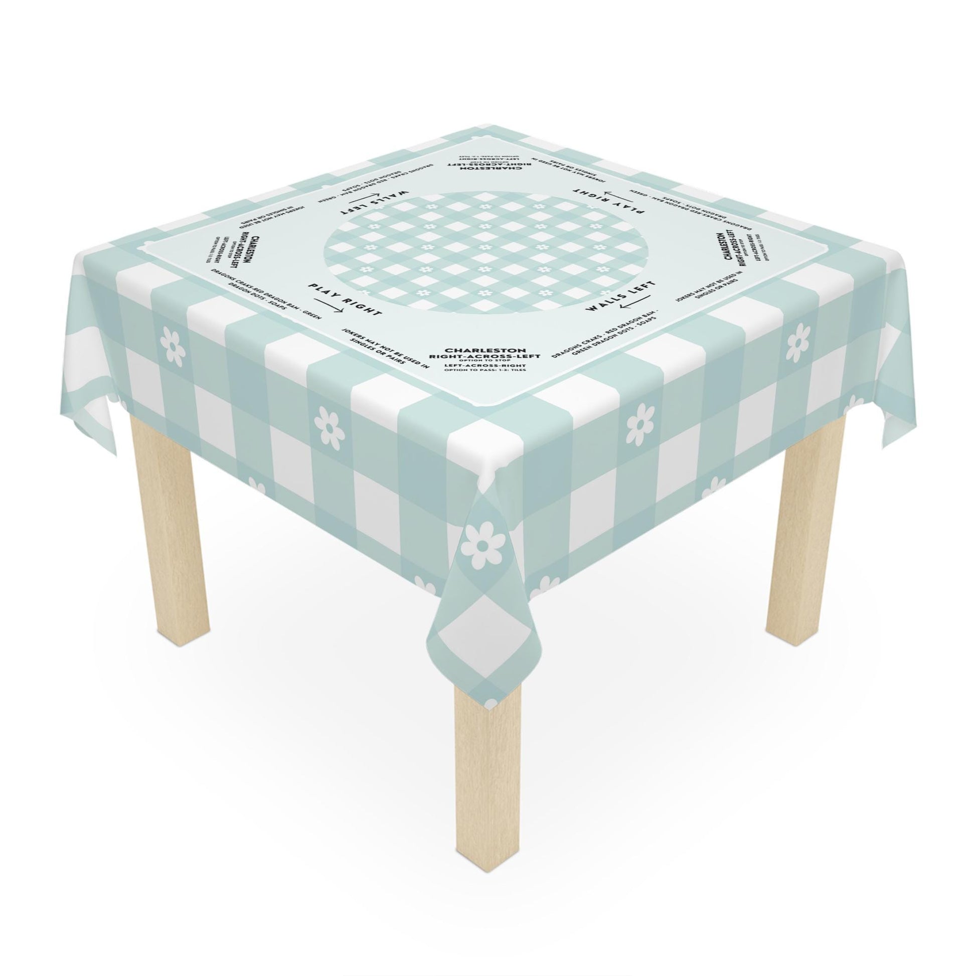 Elegant Light Blue Plaid Mahjong Tablecloth - Perfect for Mahjong Enthusiasts and Teams