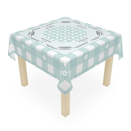Elegant Light Blue Plaid Mahjong Tablecloth - Perfect for Mahjong Enthusiasts and Teams