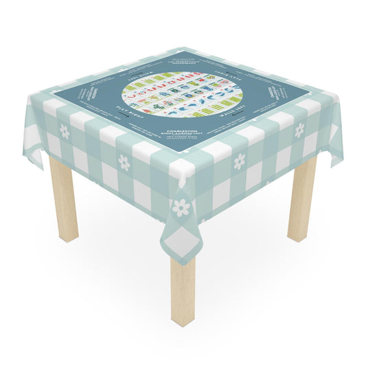 Blue Plaid Daisy Design Mahjong Tablecloth - Perfect for Mahjong Players