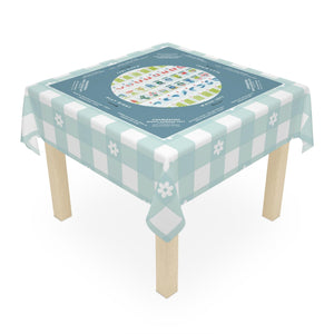 Blue Plaid Daisy Design Mahjong Tablecloth - Perfect for Mahjong Players