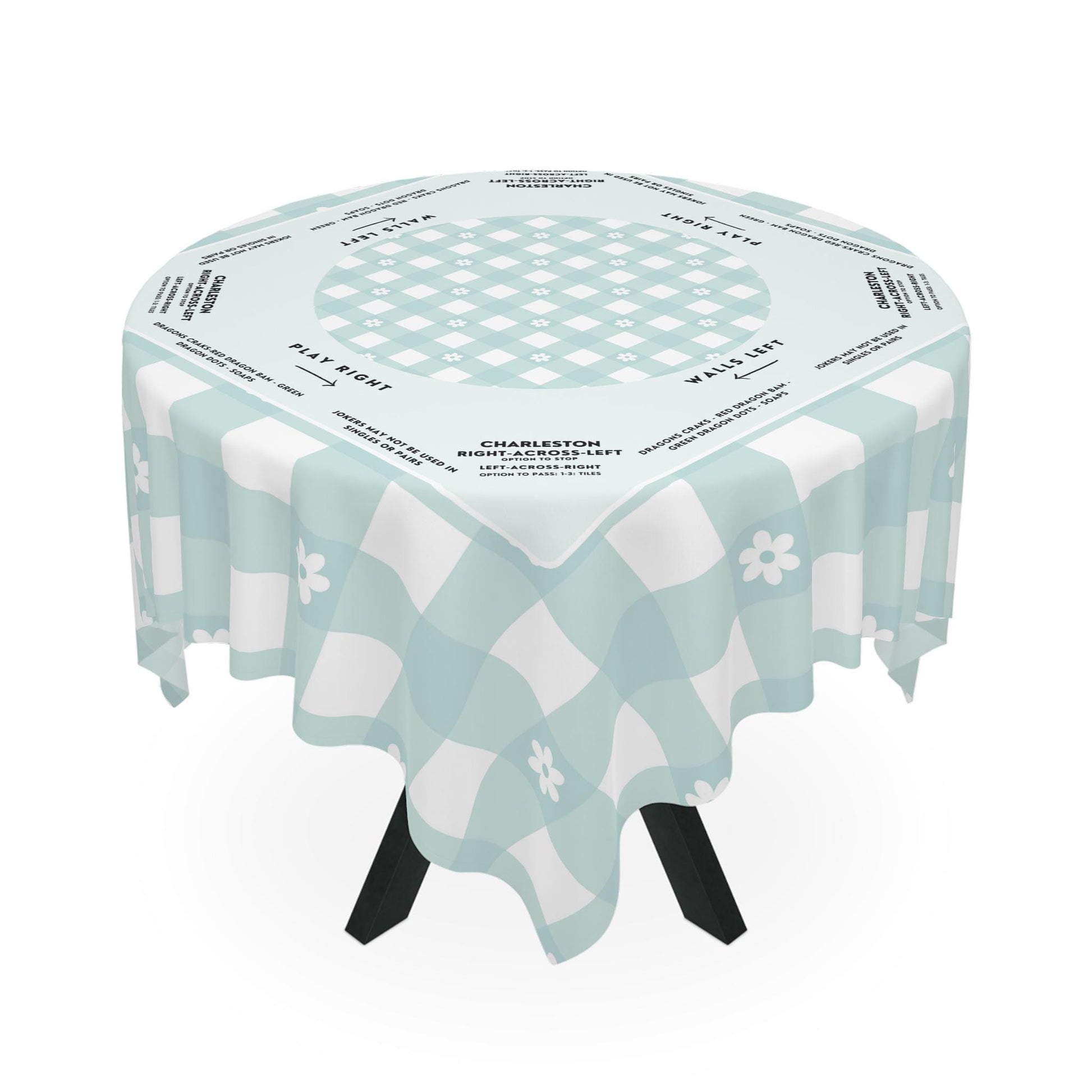 Elegant Light Blue Plaid Mahjong Tablecloth - Perfect for Mahjong Enthusiasts and Teams