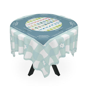 Blue Plaid Daisy Design Mahjong Tablecloth - Perfect for Mahjong Players