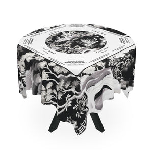 Black and White Floral Mahjong Tablecloth with Instructions - Perfect for Mahjong Players