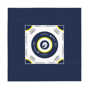 Dark Blue, Yellow, and White Logo Mahjong Tablecloth with Instructions - Perfect for Mahjong Enthusiasts