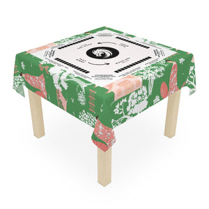 Green and Pink Pastel Mahjong Tablecloth with Instructions - Perfect for Mahjong Lovers and Teams