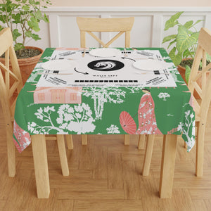 Green and Pink Pastel Mahjong Tablecloth with Instructions - Perfect for Mahjong Lovers and Teams