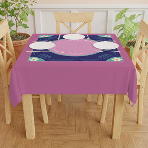Simple Purple & Blue Mahjong Tablecloth with Daisies and Instructions - Perfect for Mahjong Players