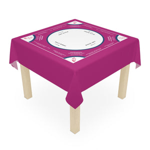 Deep Purple and White Mahjong Tablecloth with Instructions and Floral Tabs - Perfect for Mahjong Enthusiasts