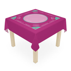 Grape Purple and Pastel Purple Mahjong Tablecloth with Sky Blue tabs and Purple flowers