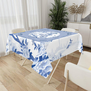 Elegant Blue and White Floral Mahjong Tablecloth - Perfect for Mahjong Enthusiasts