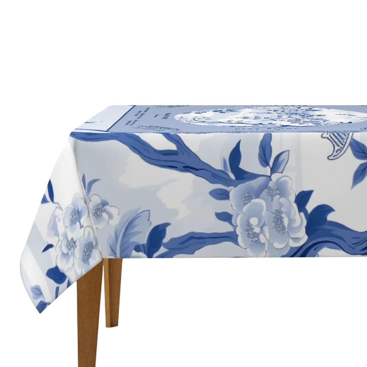 Elegant Blue and White Floral Mahjong Tablecloth - Perfect for Mahjong Enthusiasts