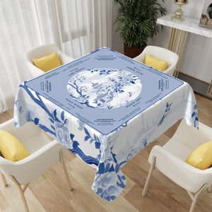 Elegant Blue and White Floral Mahjong Tablecloth - Perfect for Mahjong Enthusiasts