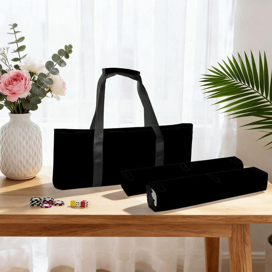 Solid Black Mahjong Bag with Rack Holders  Minimalist Mahjong Tote & Tile Rack Storage Bags  Classic Mahjong Organizer