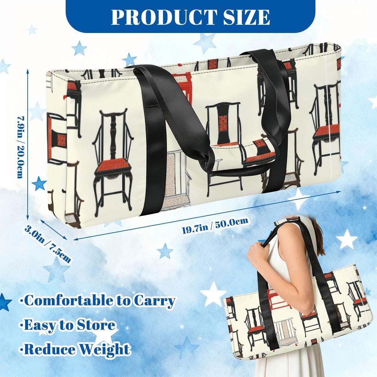 Mahjong Chair Print Bag with Rack Holders  Mahjong Tote & Pusher Rack Storage  Unique Mahjong Accessories