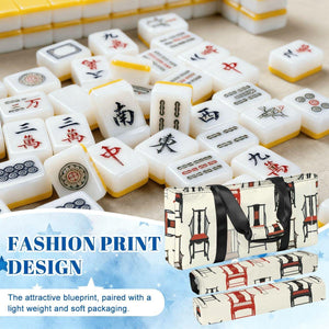 Mahjong Chair Print Bag with Rack Holders  Mahjong Tote & Pusher Rack Storage  Unique Mahjong Accessories