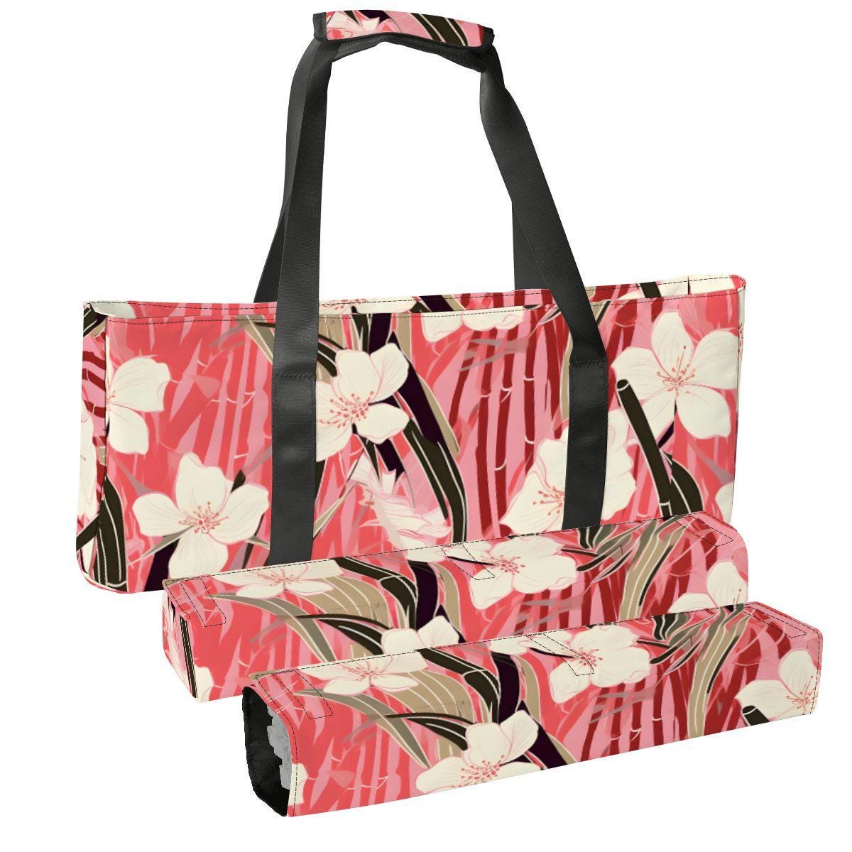Red Floral Mahjong Bag with Rack Holders Set  Elegant Mahjong Tote with Matching Pusher Rack Storage  Mahjong Game Night Bag
