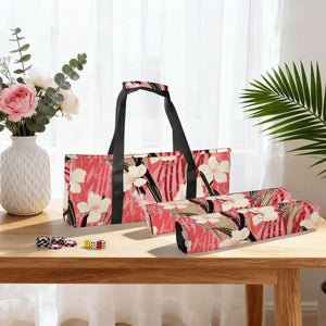 Red Floral Mahjong Bag with Rack Holders Set  Elegant Mahjong Tote with Matching Pusher Rack Storage  Mahjong Game Night Bag
