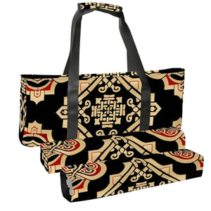 Red and Gold Mahjong Bag with Rack Holders  Geometric Mahjong Tote & Pusher Rack Storage  Mahjong Gift Set