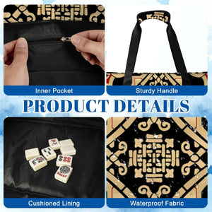 Red and Gold Mahjong Bag with Rack Holders  Geometric Mahjong Tote & Pusher Rack Storage  Mahjong Gift Set