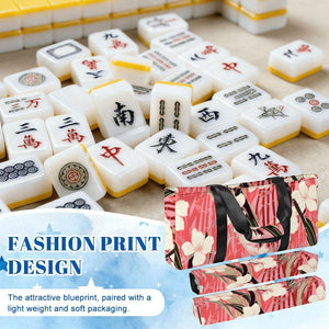 Red Floral Mahjong Bag with Rack Holders Set  Elegant Mahjong Tote with Matching Pusher Rack Storage  Mahjong Game Night Bag