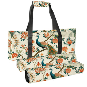 Green Peacock Mahjong Tote Bag Set