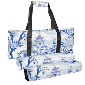 Blue Branch Mahjong Tote Bag Set