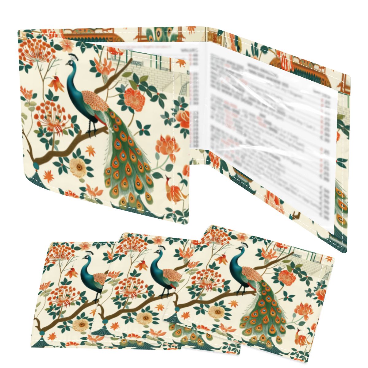 Green Peacock Mahjong Card Holder Set (4-Pack)