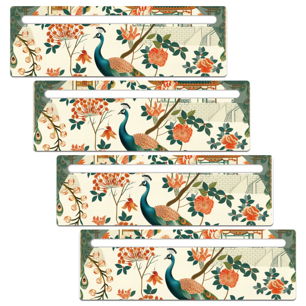 Green Peacock Mahjong Card Line Reader (4-Pack)