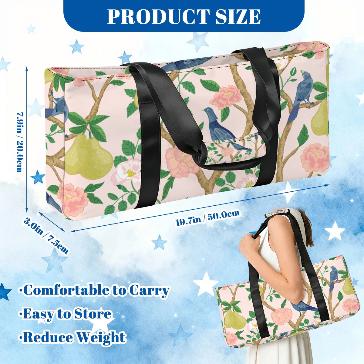 Premium Blue Birdie Mahjong Tote Bag Set