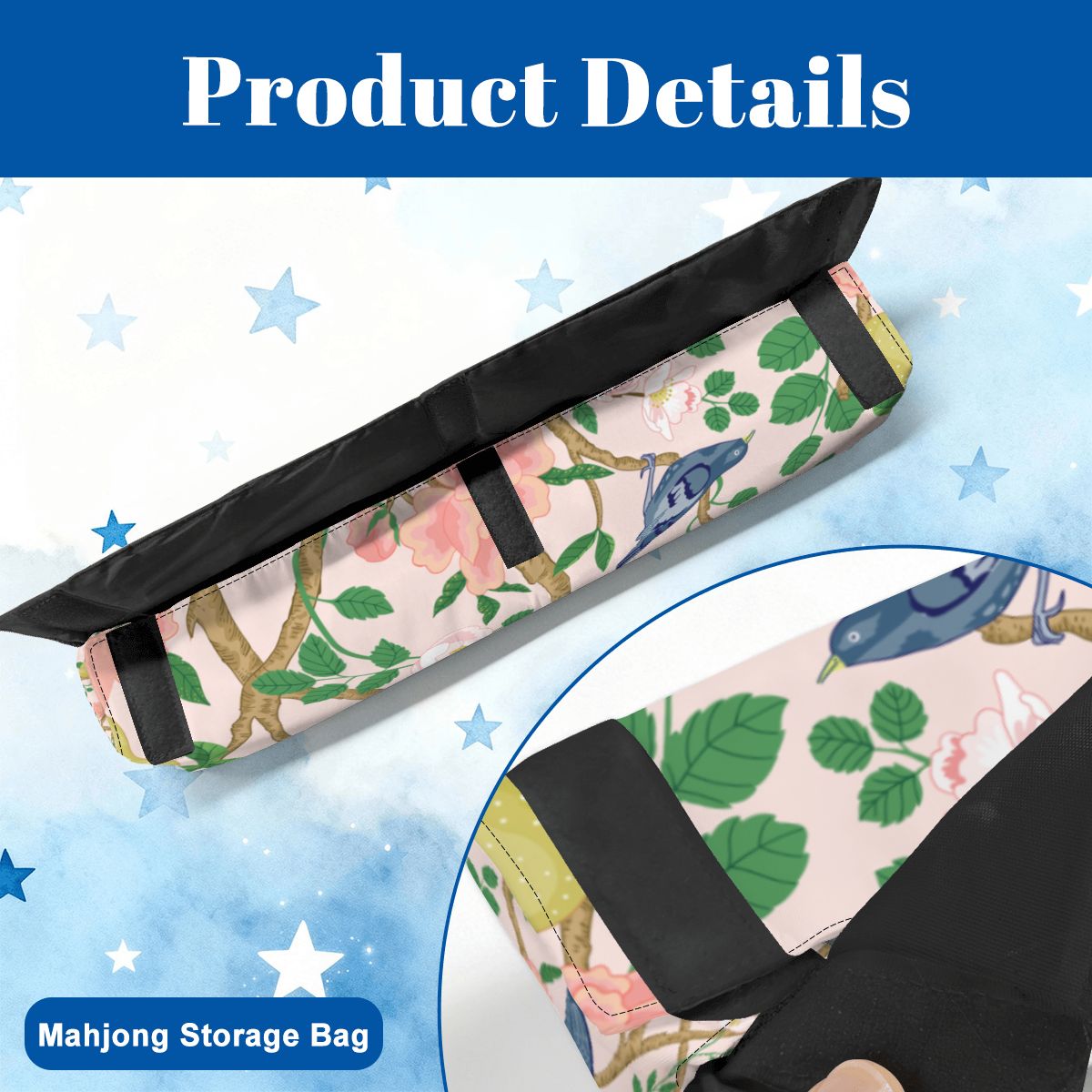 Premium Blue Birdie Mahjong Tote Bag Set