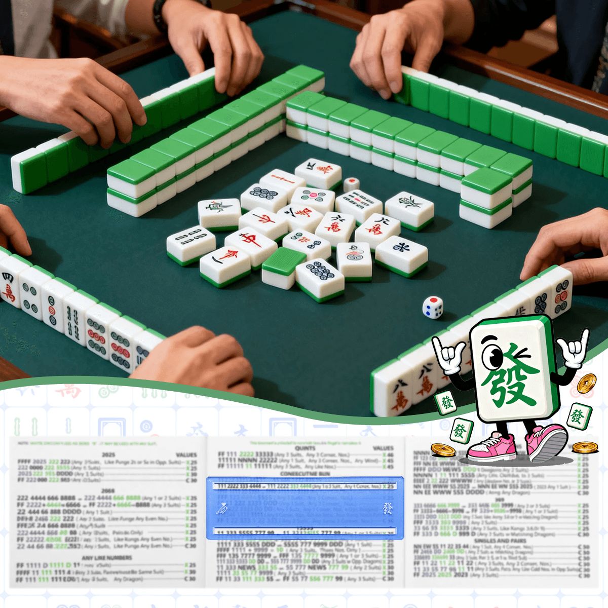 Green Peacock Mahjong Card Holder Set (4-Pack)