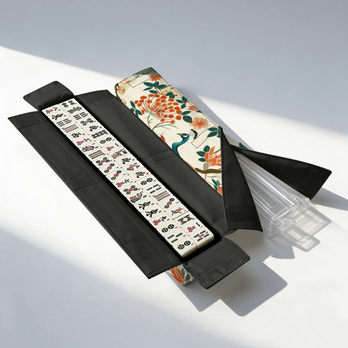 Green Peacock Mahjong Tote Bag Set