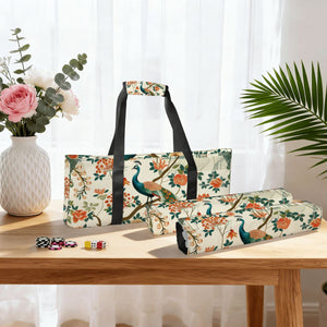 Green Peacock Mahjong Tote Bag Set