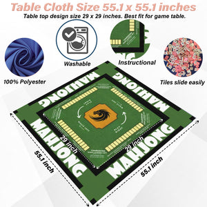Green/Gold Basic Style-easy-to-follow mah-jong tablecloth