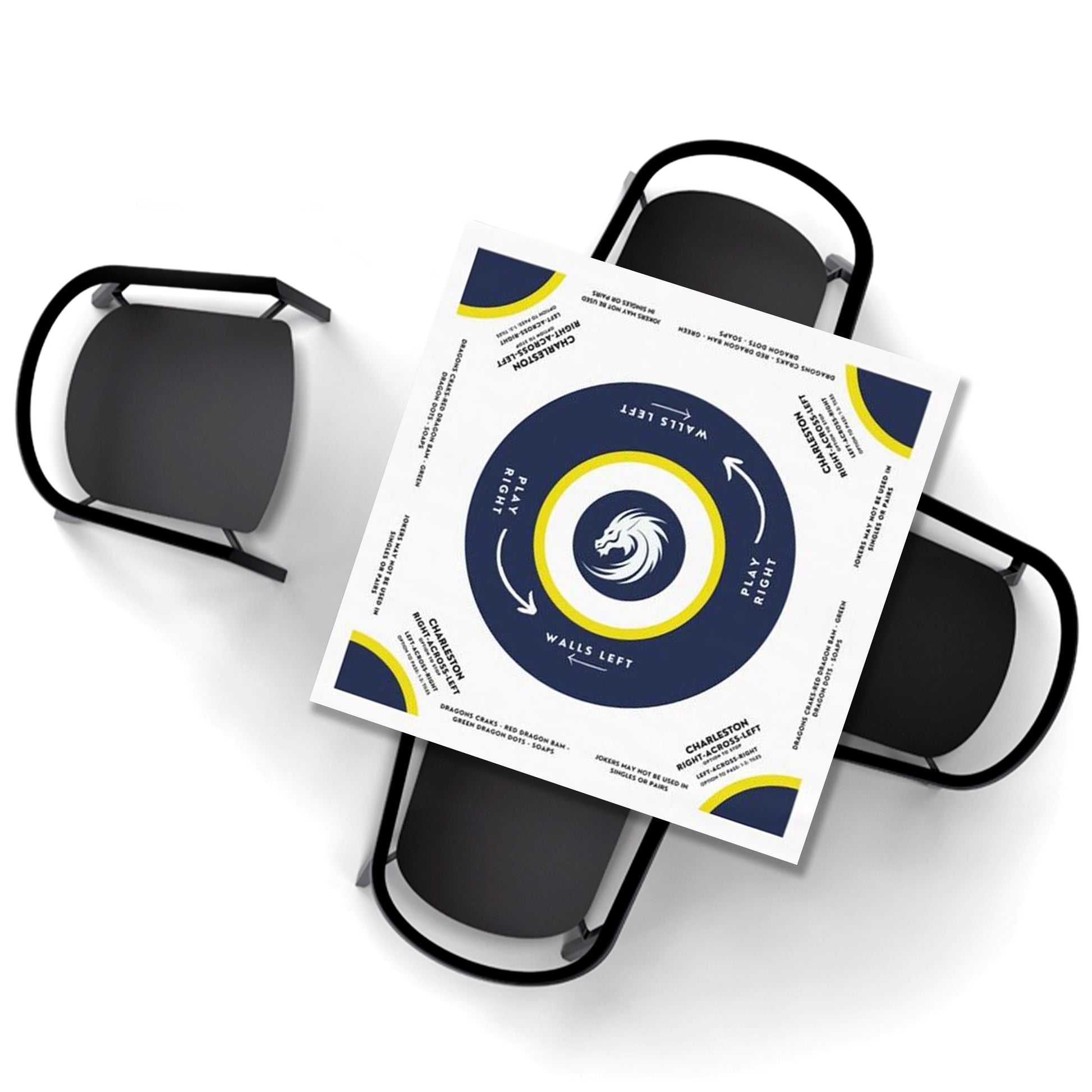 Blue/Yellow Design With Instructions-easy-to-follow mah-jong tablecloth