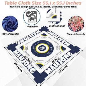 Blue/Yellow Design With Instructions-easy-to-follow mah-jong tablecloth